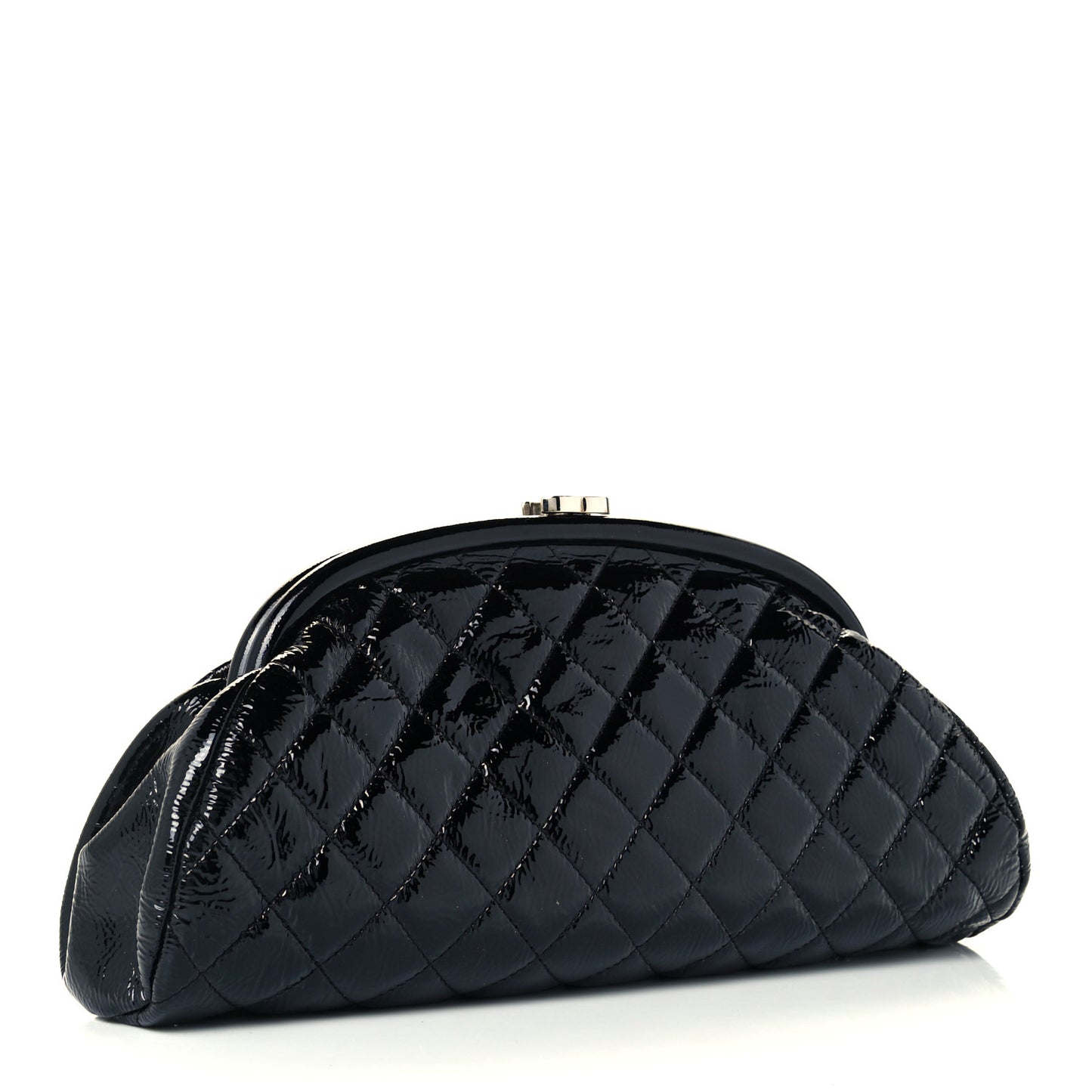 Distressed Patent Quilted Timeless Clutch Black