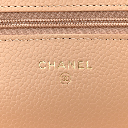 Chanel Caviar Quilted Wallet on Chain WOC Beige 6 of 12
