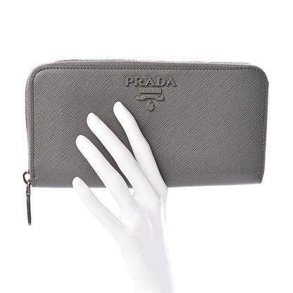 Prada Saffiano Shine Monochrome Zip Around Wallet Grey 2 of 9
