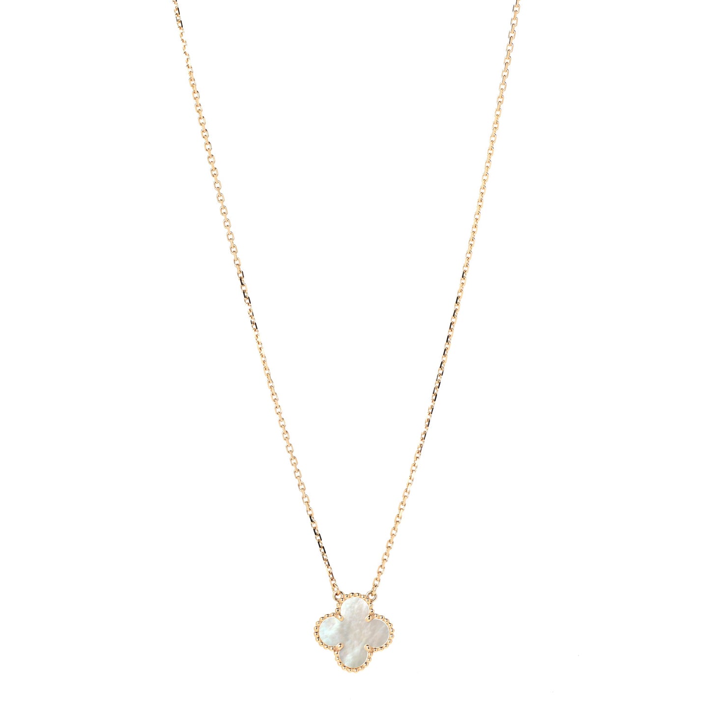 18K Yellow Gold Mother of Pearl Vintage Alhambra Pendant Necklace