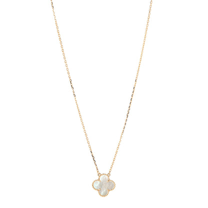 Van Cleef & Arpels 18K Yellow Gold Mother of Pearl Vintage Alhambra Pendant Necklace 1 of 7
