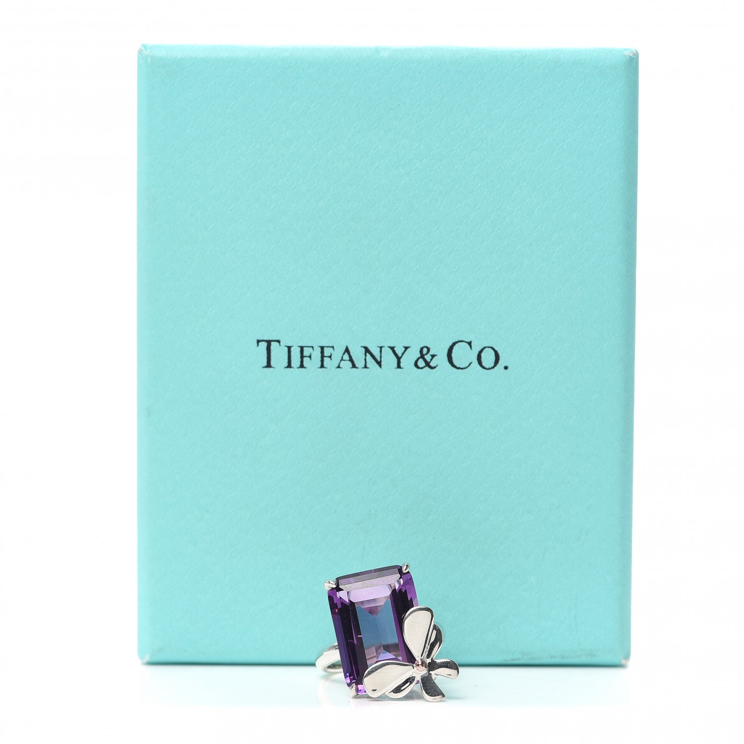 Tiffany Sterling Silver 18K Rose Gold Amethyst Return to Tiffany Love Bugs Butterfly Ring 54 6.75 6 of 6