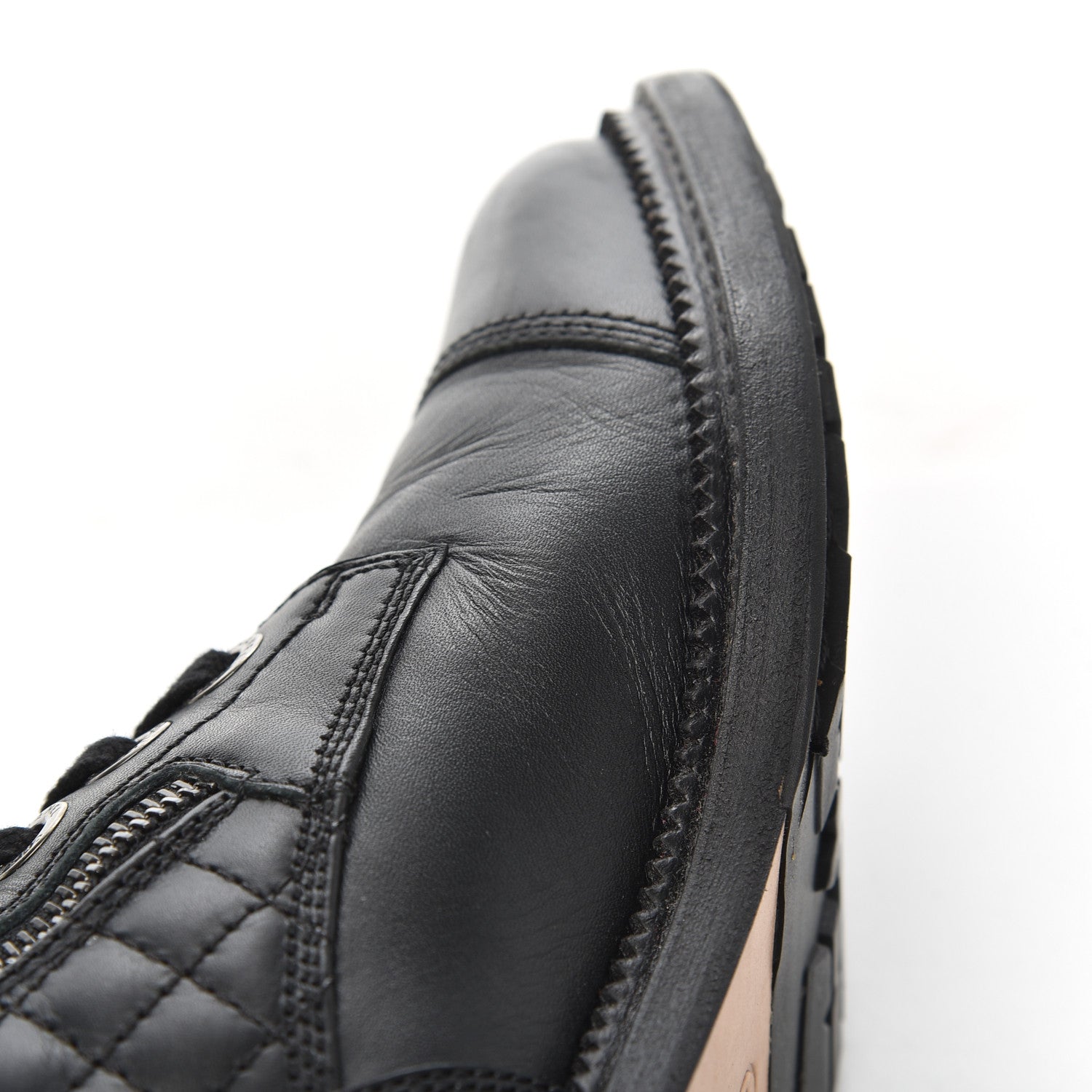 Chanel Calfskin Quilted Lace Up Combat Boots 37 Black 15 of 26