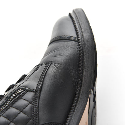 Chanel Calfskin Quilted Lace Up Combat Boots 37 Black 15 of 26
