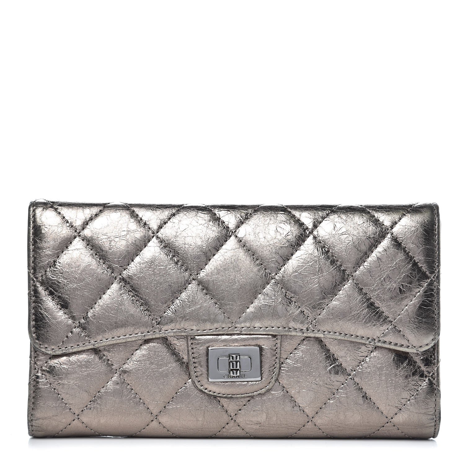 Chanel Metallic Aged Calfskin Quilted Reissue Long Flap Wallet Silver 1 of 13