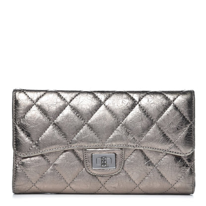 Chanel Metallic Aged Calfskin Quilted Reissue Long Flap Wallet Silver 1 of 13