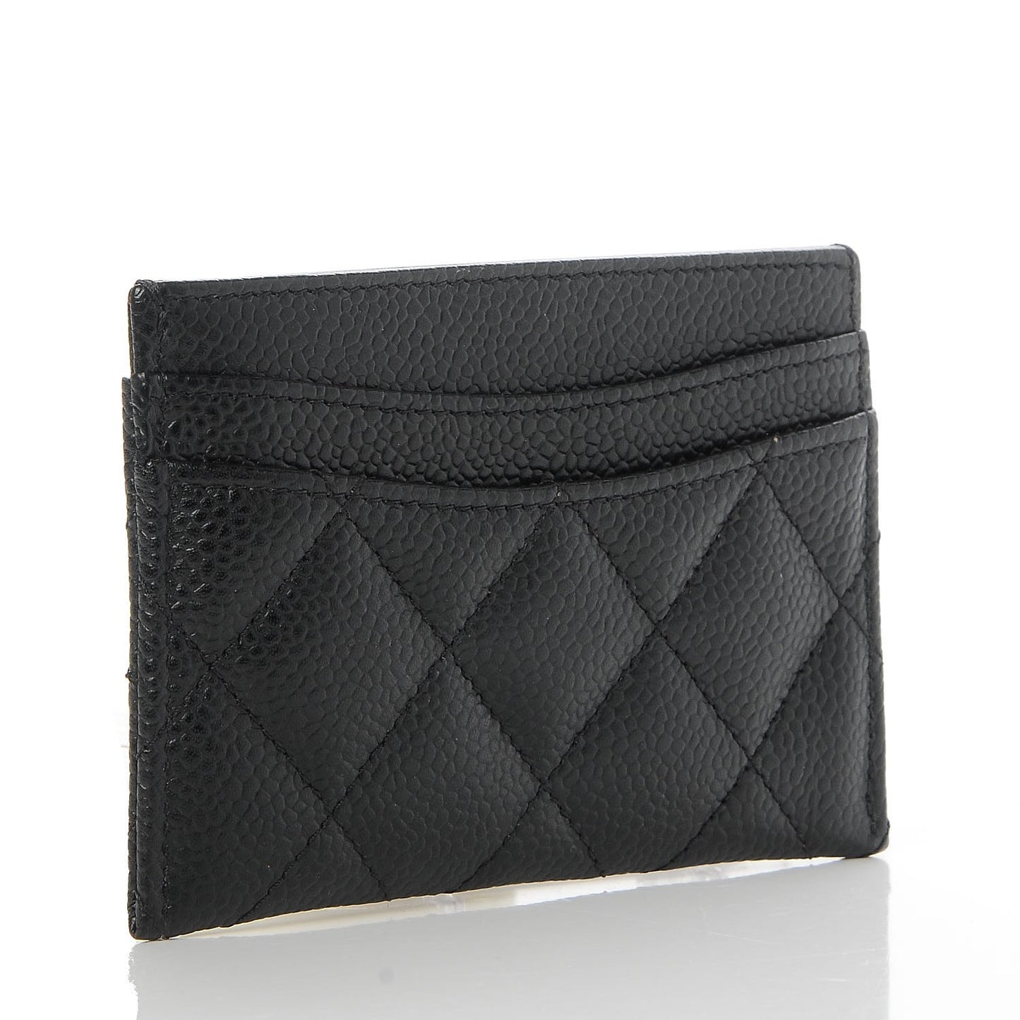 Caviar Quilted Card Holder Black