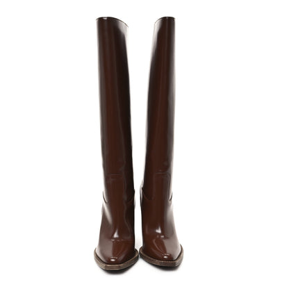 Fendi Vitello Abrasivato 110mm Cut Baguette Knee Boots 36.5 Cuoio 3 of 9