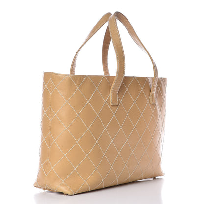 Chanel Calfskin Contrast Stitch Surpique Tote Beige 4 of 14