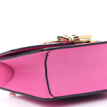 Gucci Vitello Fontanella Web Mini Sylvie Chain Shoulder Bag Pink Tropical Flower 8 of 9