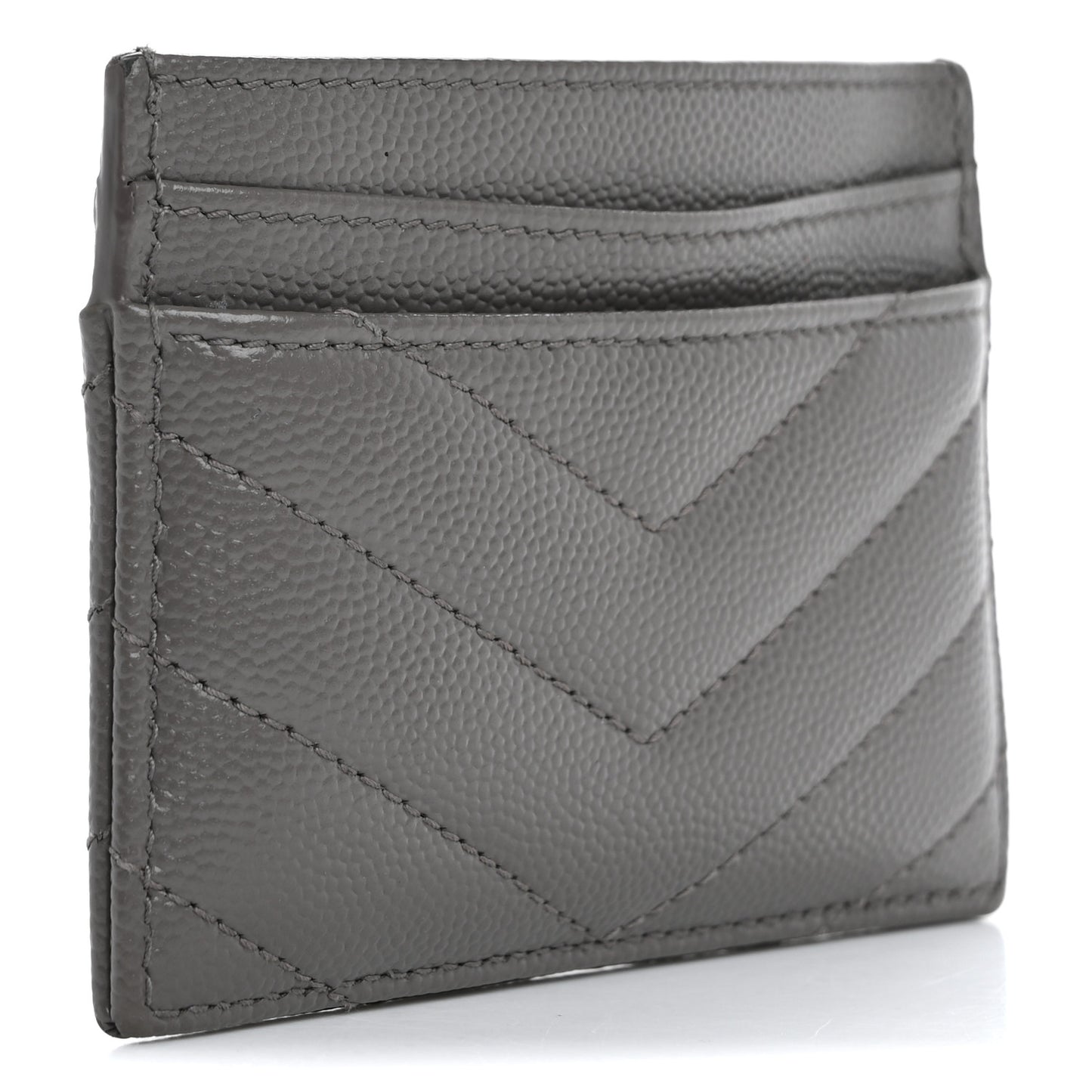 Grain De Poudre Matelasse Chevron Monogram Credit Card Case Fog