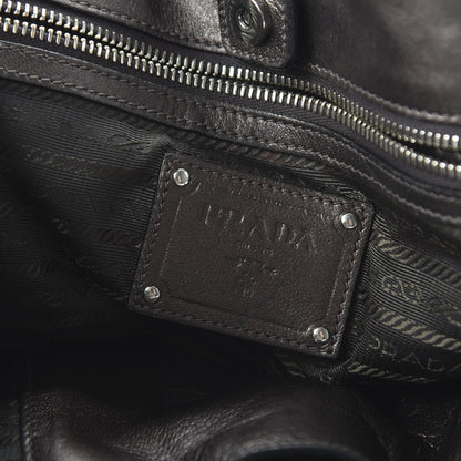 Prada Metallic Nappa Ruffle Hobo Black 8 of 10
