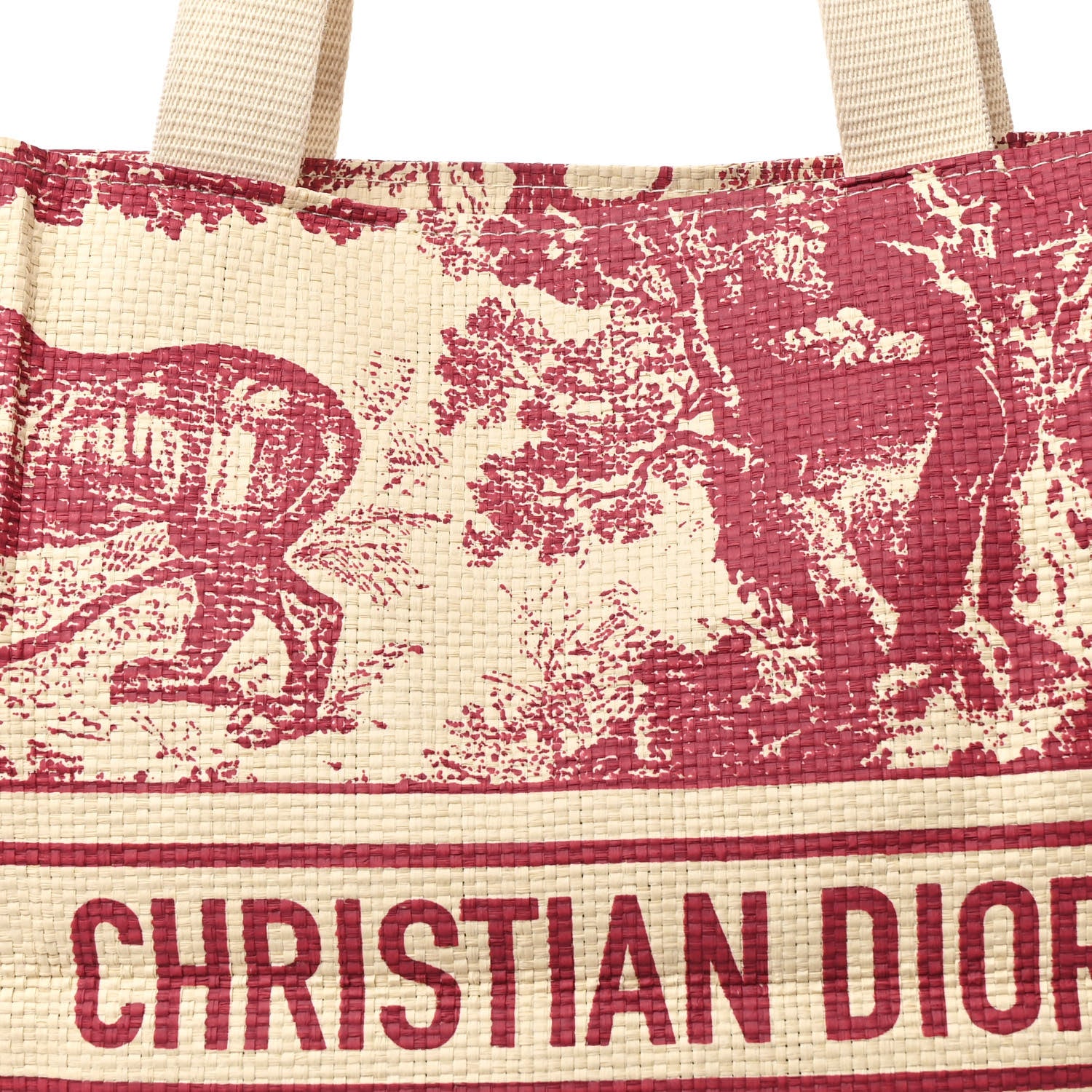 Christian Dior Straw Dioriviera Tote Red 7 of 13