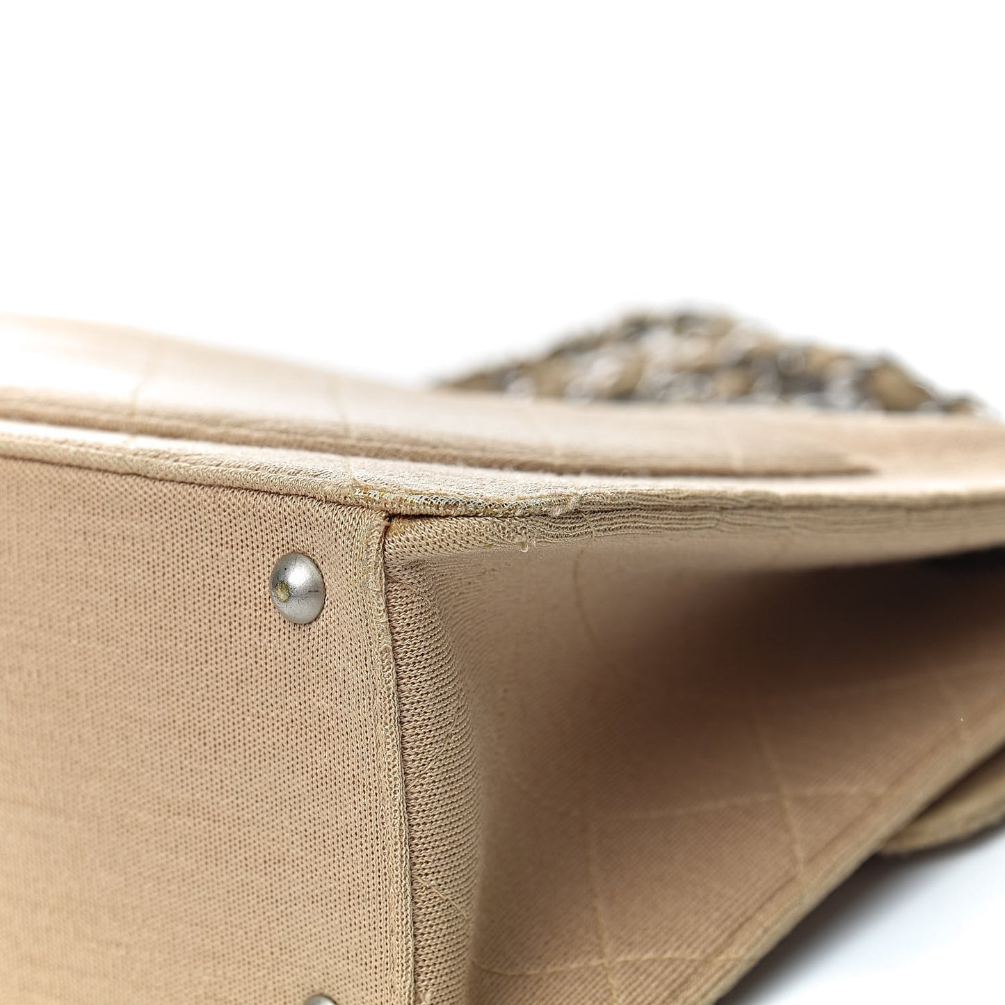 Jersey Quilted Jumbo Single Flap Beige