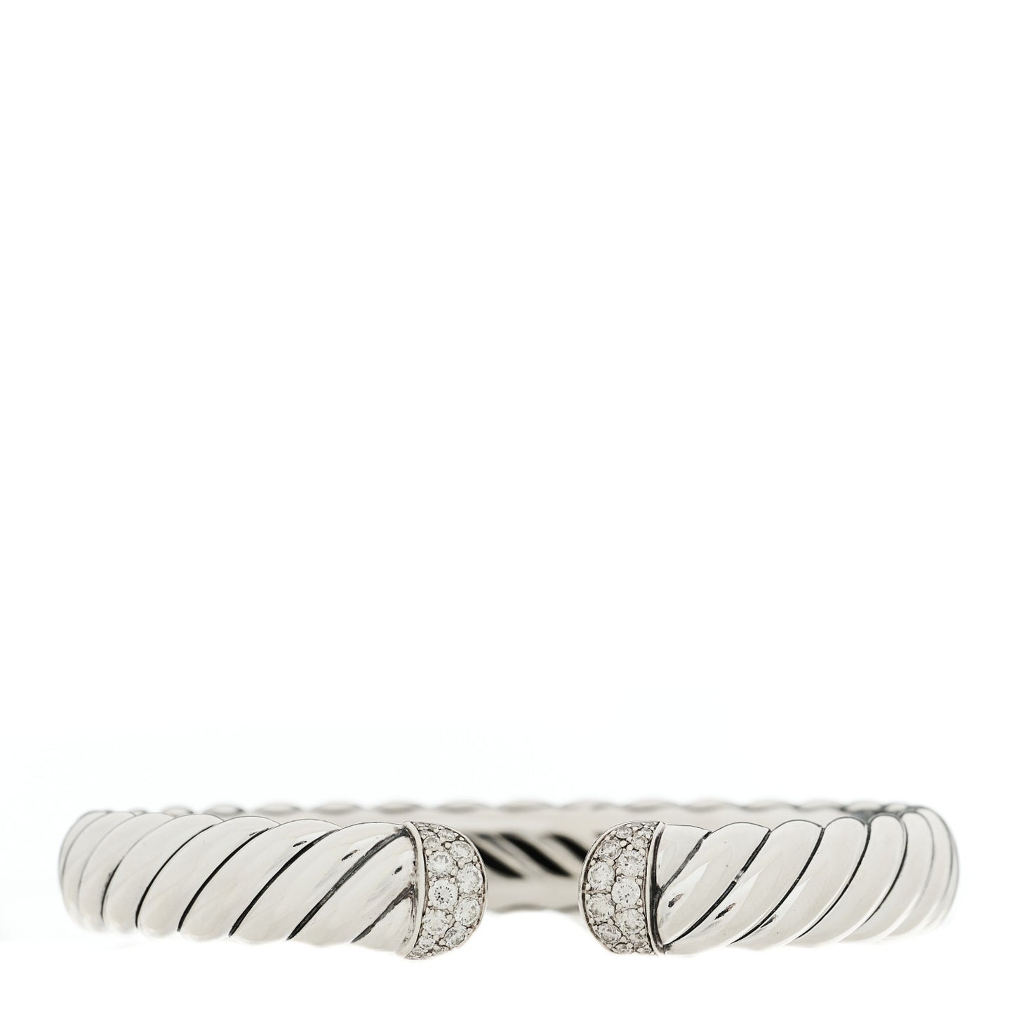 Sterling Silver Diamond 10mm Sculpted Cable Cuff Bracelet
