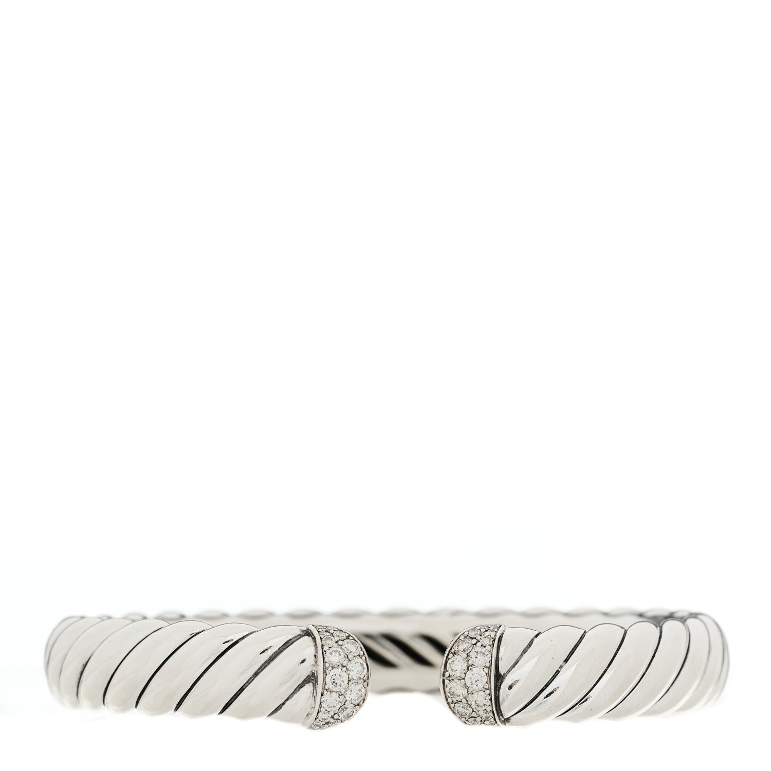 David Yurman Sterling Silver Diamond 10mm Sculpted Cable Cuff Bracelet 1 of 3