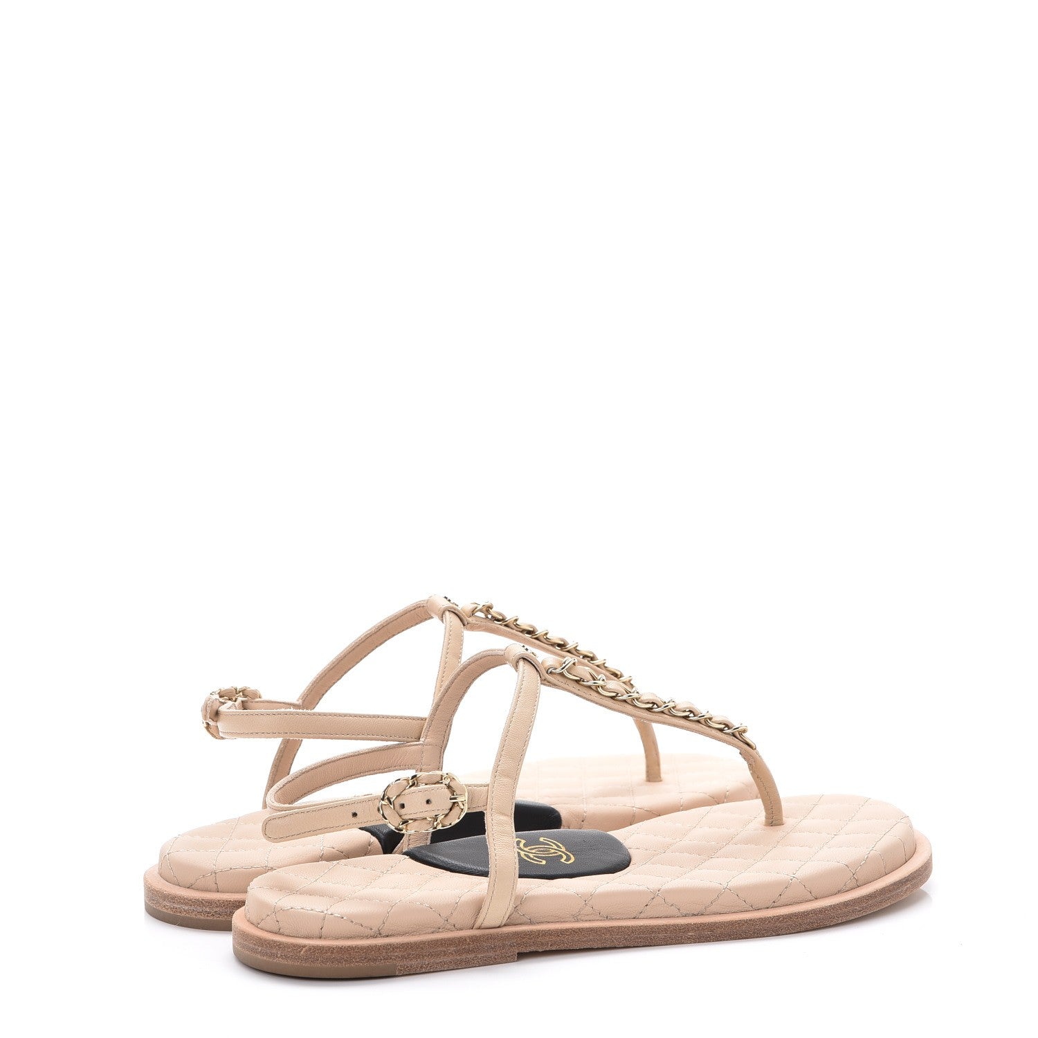 Chanel Lambskin CC Chain Thong Sandals 35 Beige 4 of 8