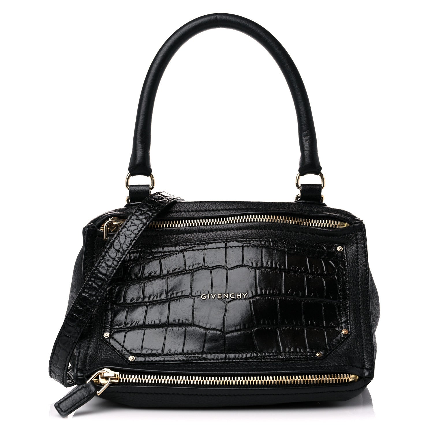 Givenchy Calfskin Crocodile Embossed Small Pandora Black 1 of 14