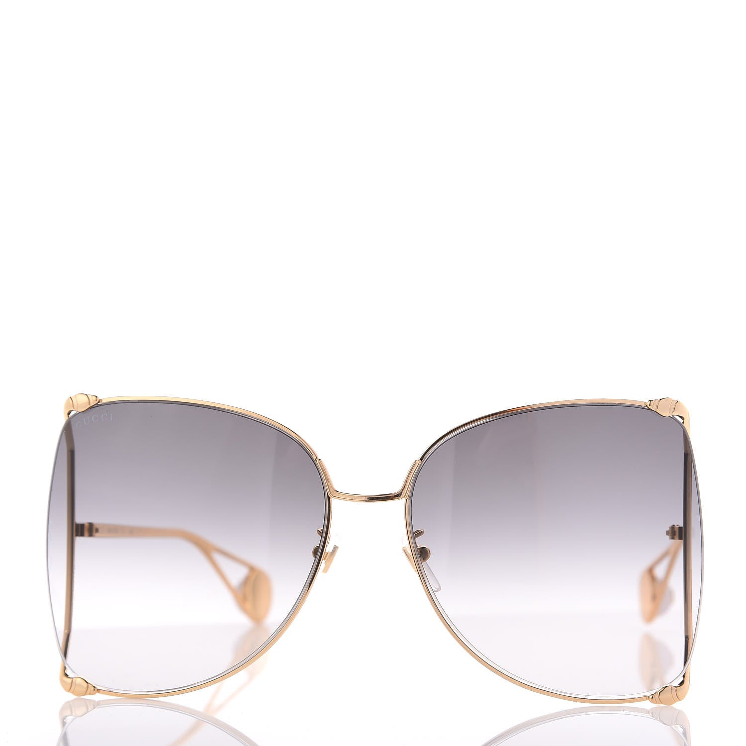 Gucci Oversized Round Sunglasses GG0252S Gold Grey 3 of 8