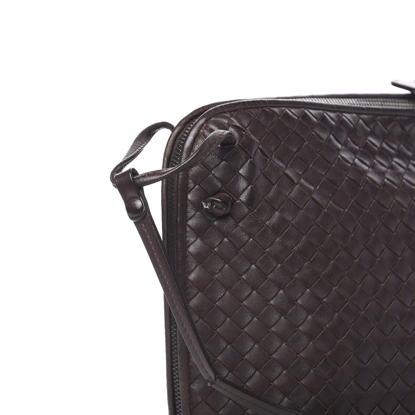 Nappa Intrecciato Nodini Crossbody Messenger Ebano