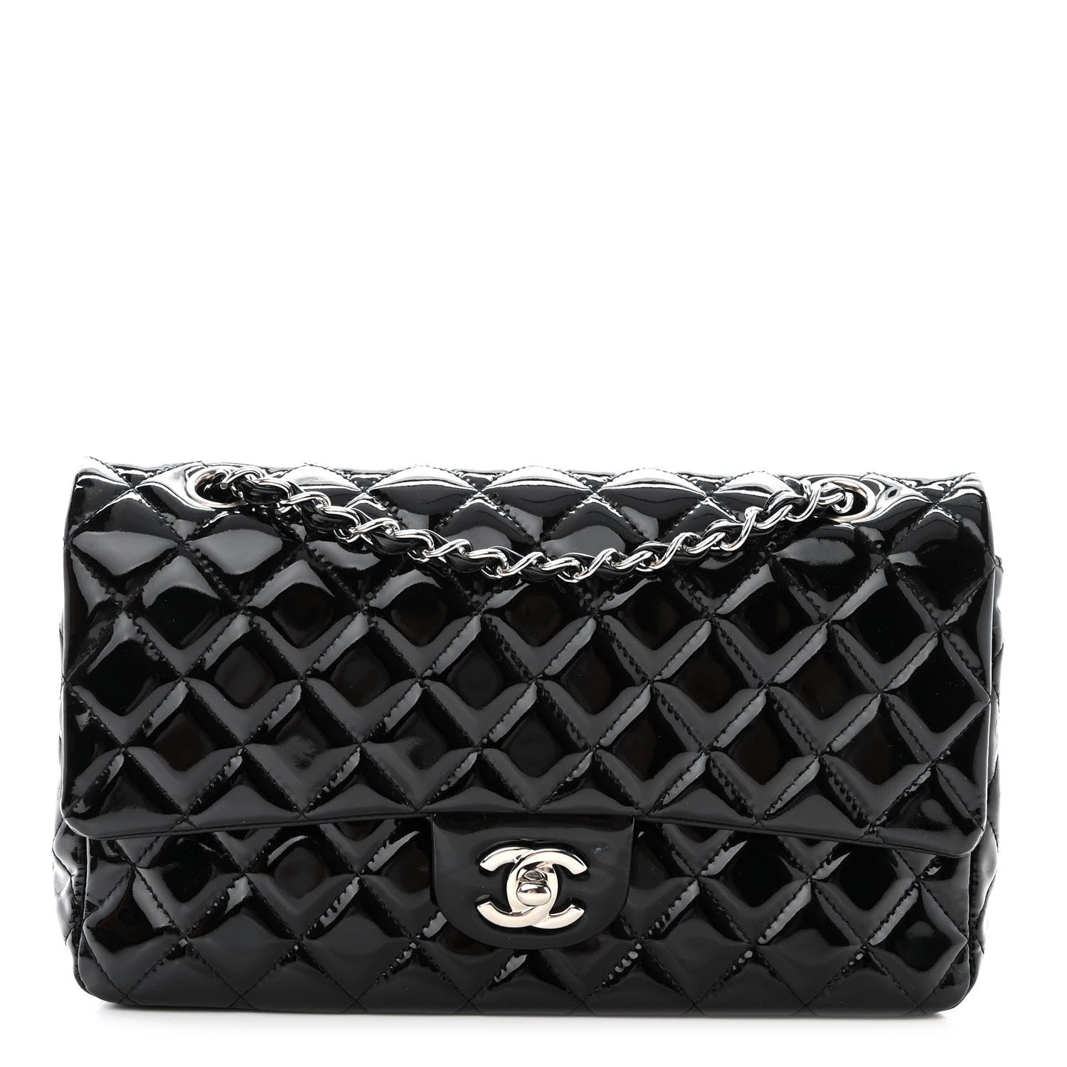 Chanel Patent Quilted Medium Double Flap Black 1 of 11