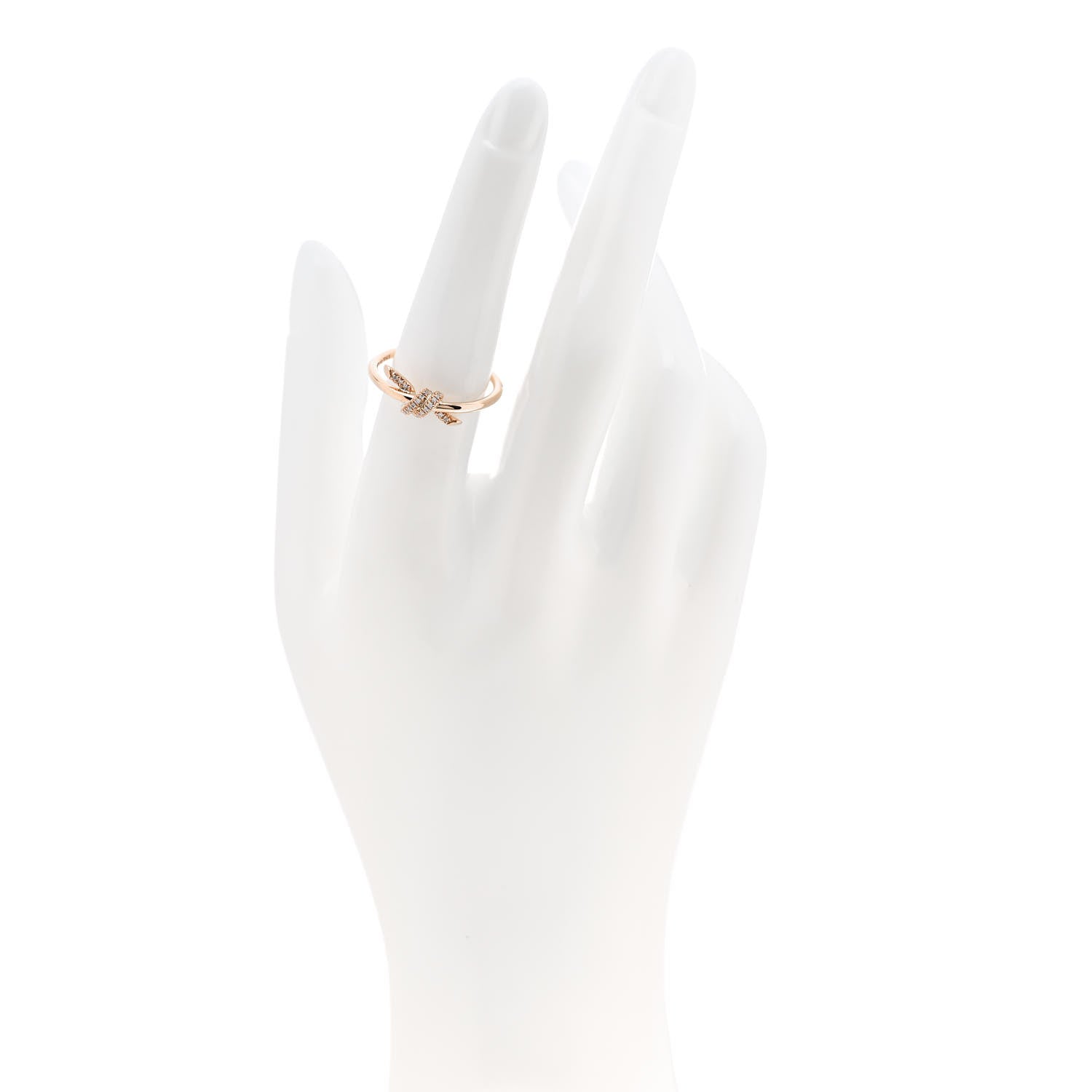 Tiffany 18K Rose Gold Diamond Small Knot Ring 55 7.25 2 of 5