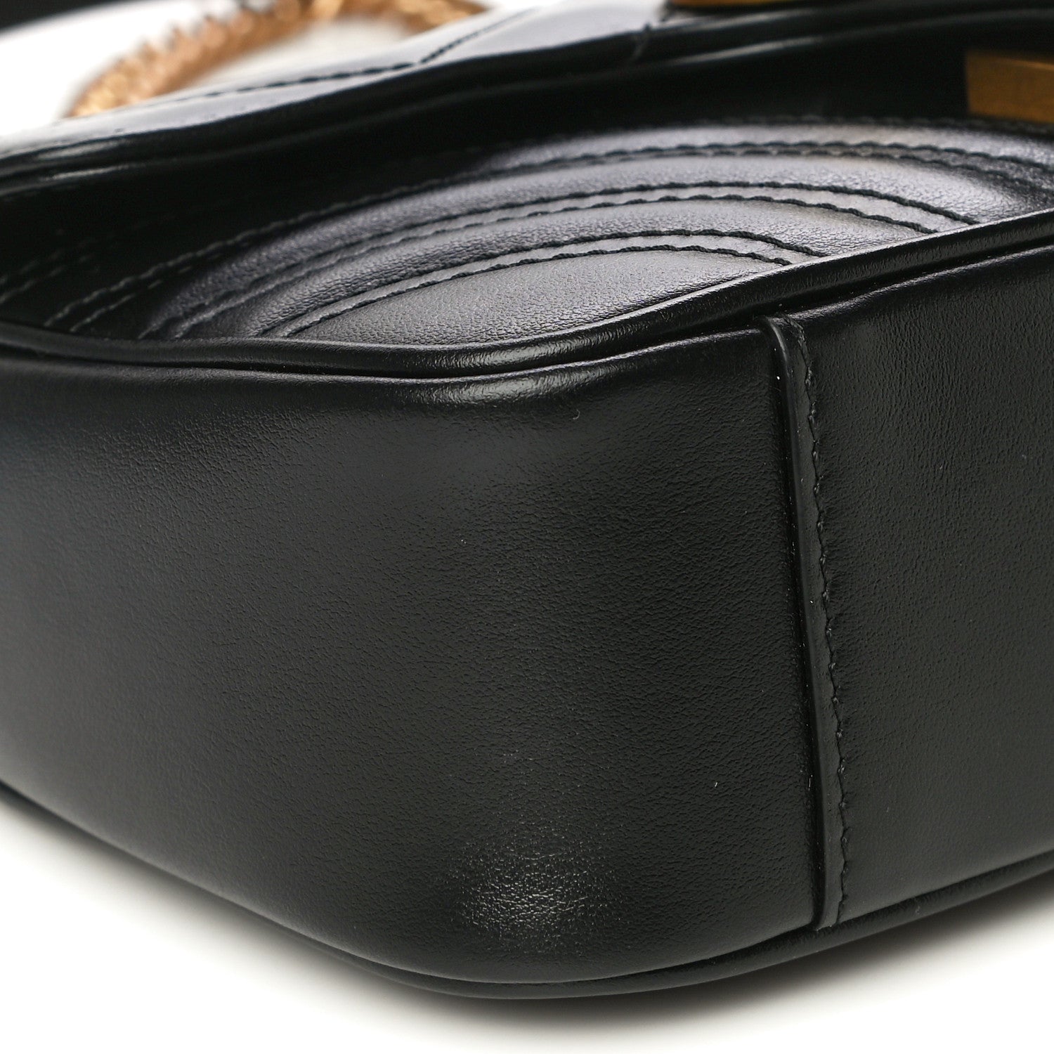 Gucci Calfskin Matelasse Mini GG Marmont Shoulder Bag Black 9 of 13