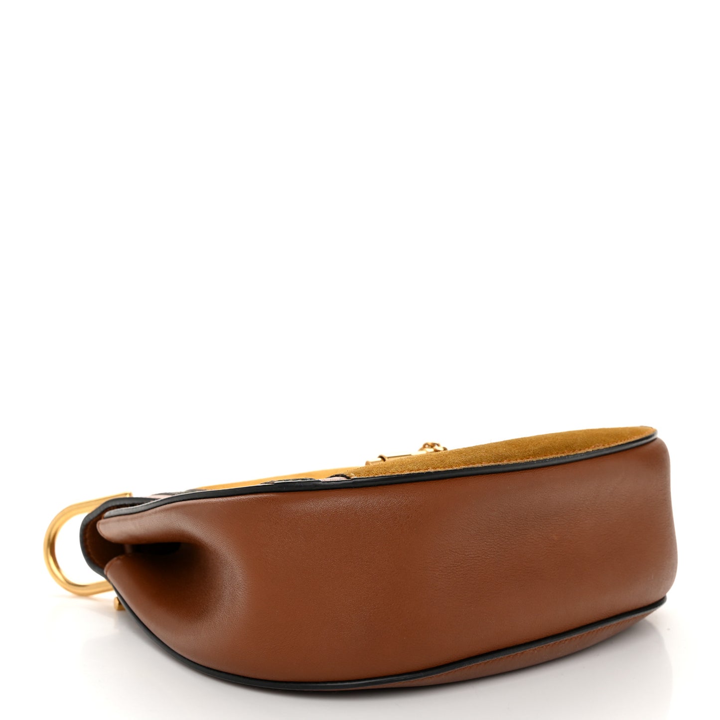 Suede Calfskin Patchwork Mini Drew Shoulder Bag Tobacco