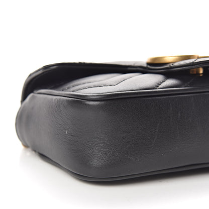 Gucci Calfskin Matelasse Super Mini GG Marmont Shoulder Bag Black 9 of 10