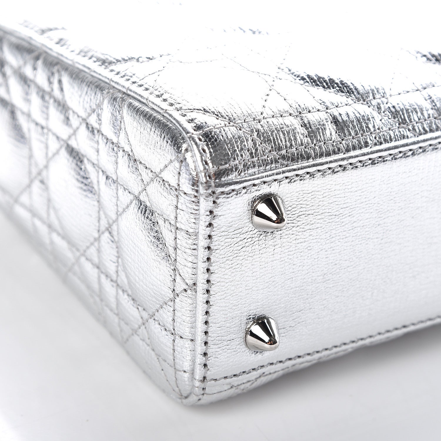 Christian Dior Metallic Grained Calfskin Cannage Small Lucky Badges My Lady Dior Silver 5 of 10