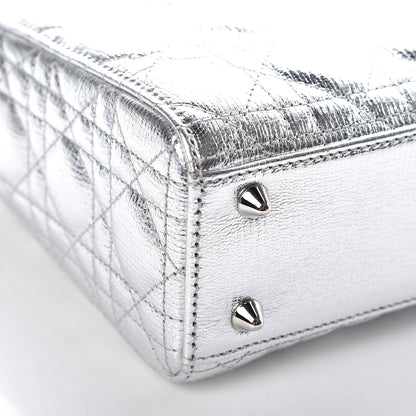Christian Dior Metallic Grained Calfskin Cannage Small Lucky Badges My Lady Dior Silver 5 of 10
