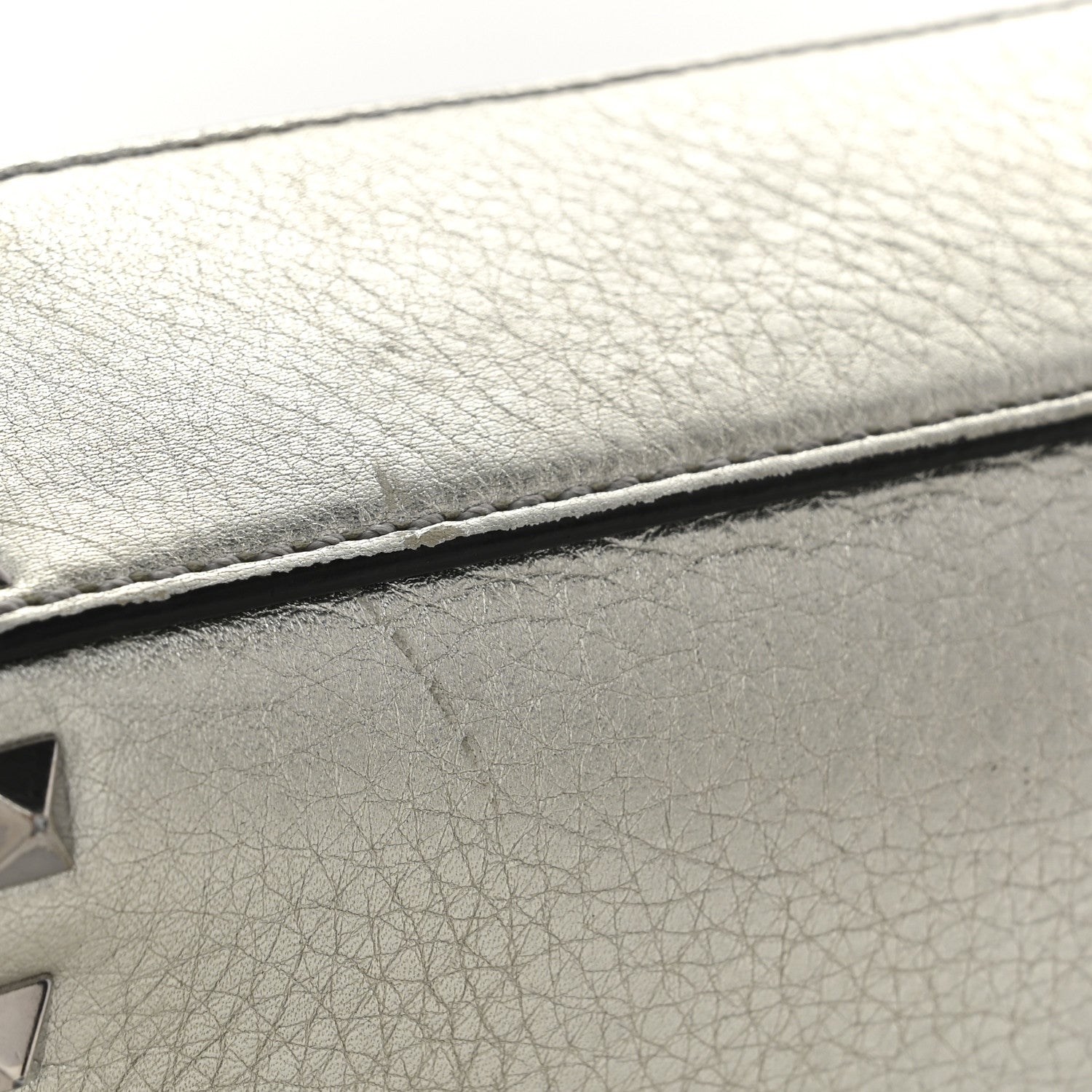 Valentino Garavani Metallic Pebbled Calfskin Medium Rockstud Flip Lock Crossbody Bag Silver 12 of 12