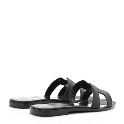 Hermes Epsom Oran Sandals 37.5 Black 4 of 11
