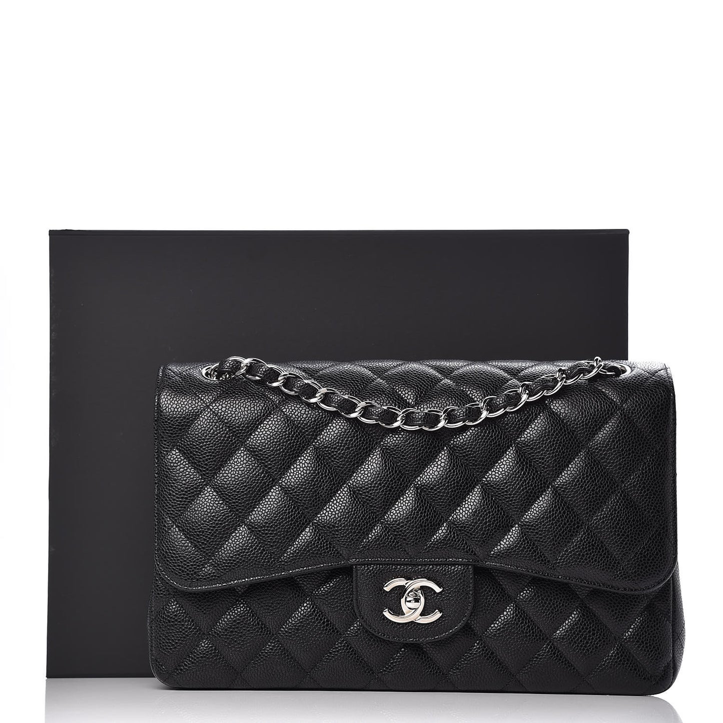 Caviar Quilted Jumbo Double Flap Black