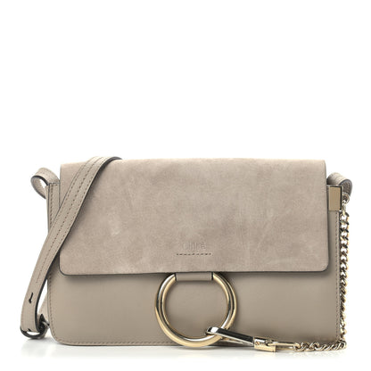 Chloe Suede Calfskin Small Faye Shoulder Bag Motty Grey 1 of 11
