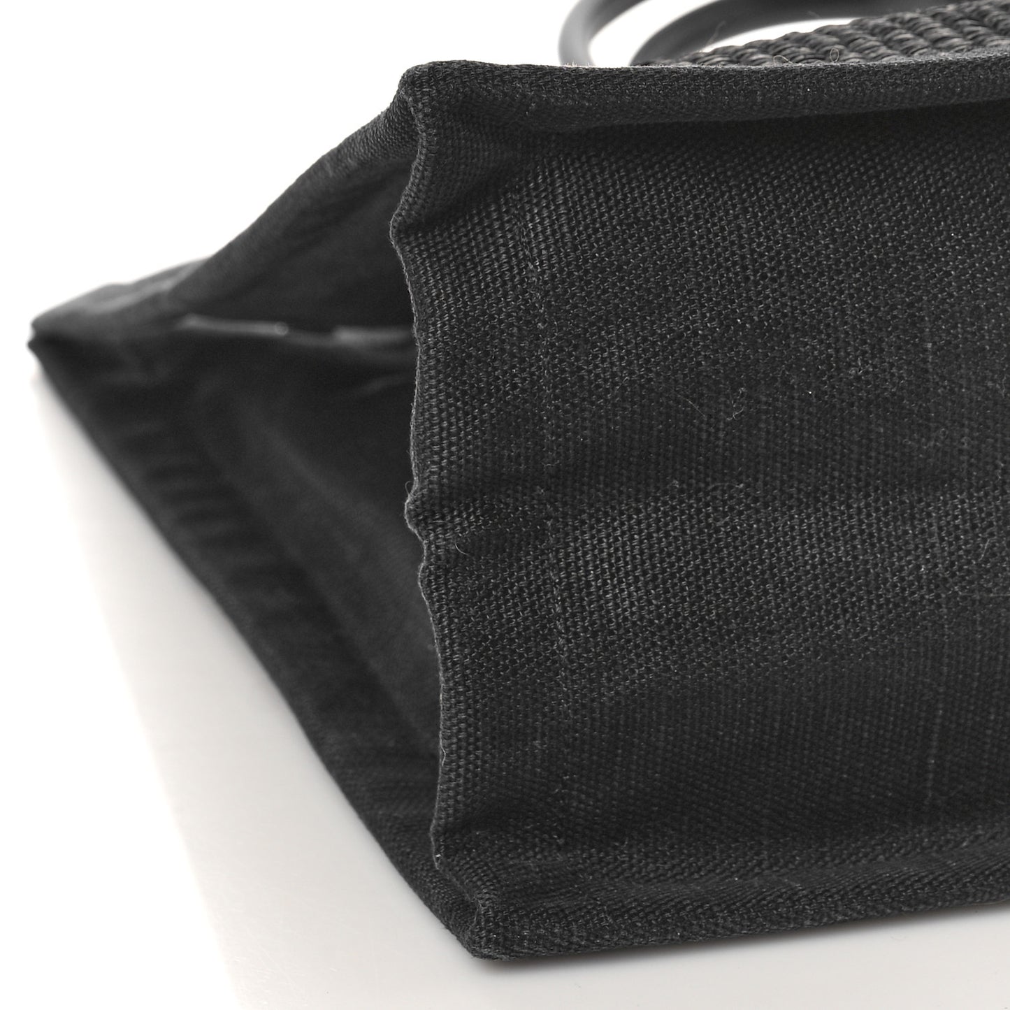 Raffia Linen Calfskin Rive Gauche Tote Black