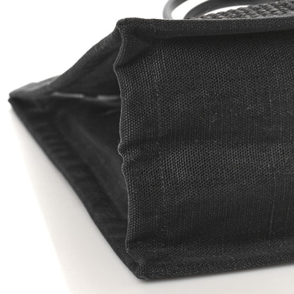Saint Laurent Raffia Linen Calfskin Rive Gauche Tote Black 7 of 9