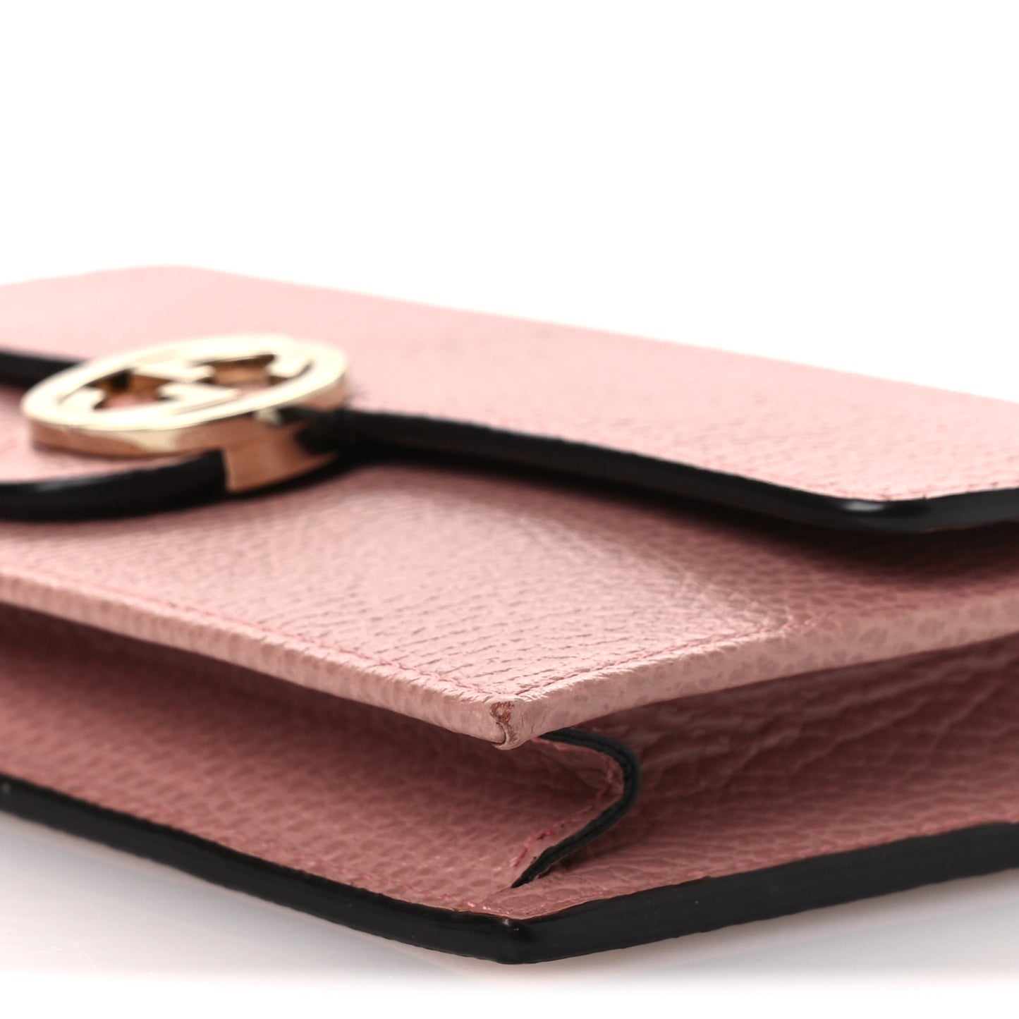 Dollar Calfskin Interlocking G Chain Wallet Soft Pink