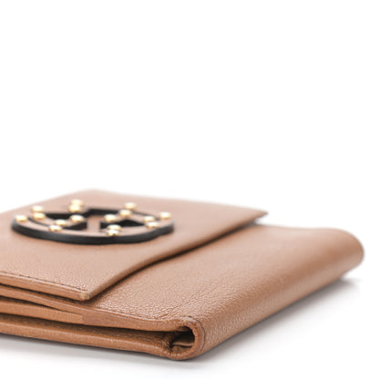 Gucci Calfskin Studded Blondie Compact French Flap Wallet Brown 9 of 11
