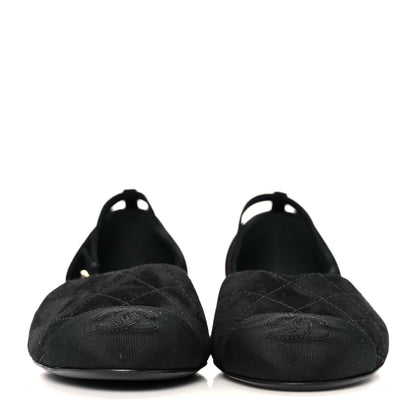 Chanel Suede Grosgrain CC Cap Toe Ankle Flat 37 Black 2 of 8