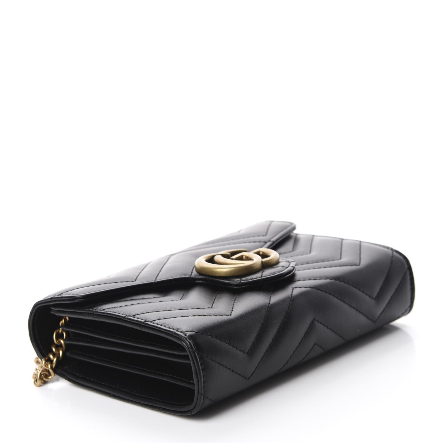 Calfskin Matelasse GG Marmont Chain Wallet Black