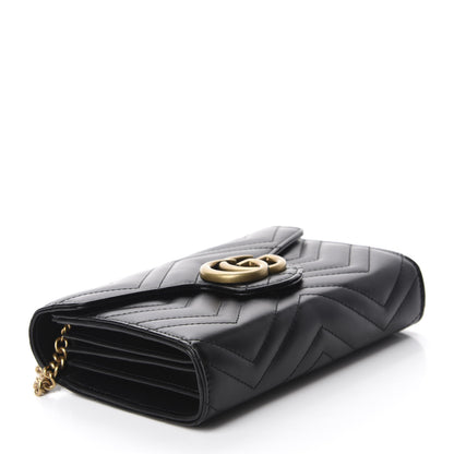 Gucci Calfskin Matelasse GG Marmont Chain Wallet Black 4 of 11