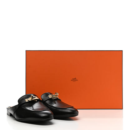 Hermes Goatskin Oz Mules 38 Black 9 of 9