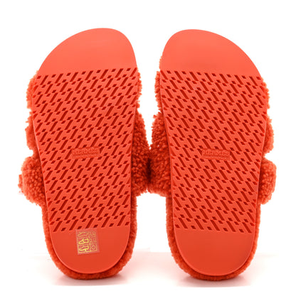 Hermes Woolskin Womens Chypre Sandals 37 Orange 5 of 8