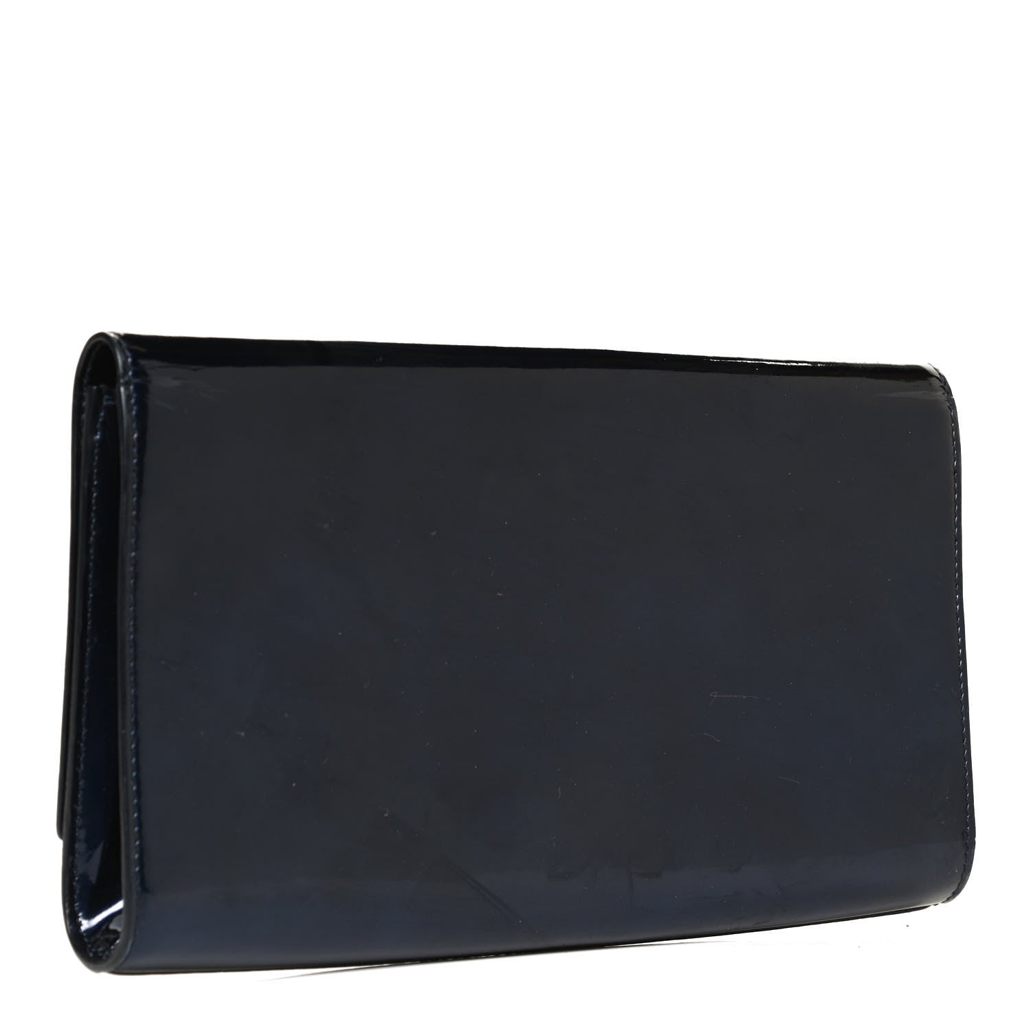 Saint Laurent Patent Monogram Large Belle De Jour Clutch Navy Blue 3 of 9