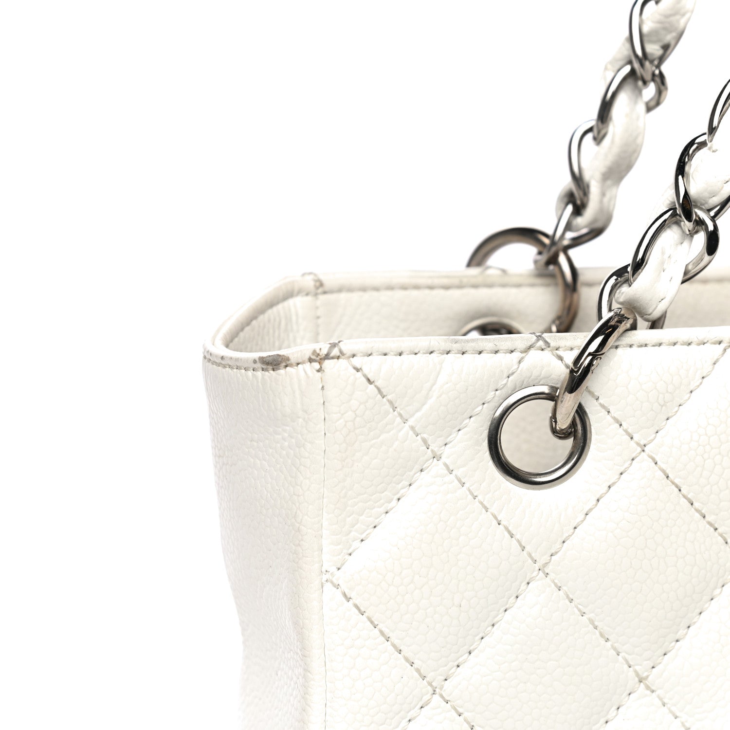 Chanel Caviar Quilted Petit Shopping Tote PST White 28 of 38