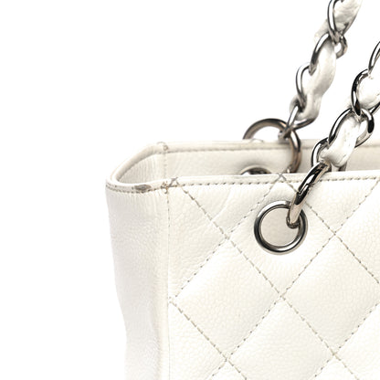 Chanel Caviar Quilted Petit Shopping Tote PST White 28 of 38