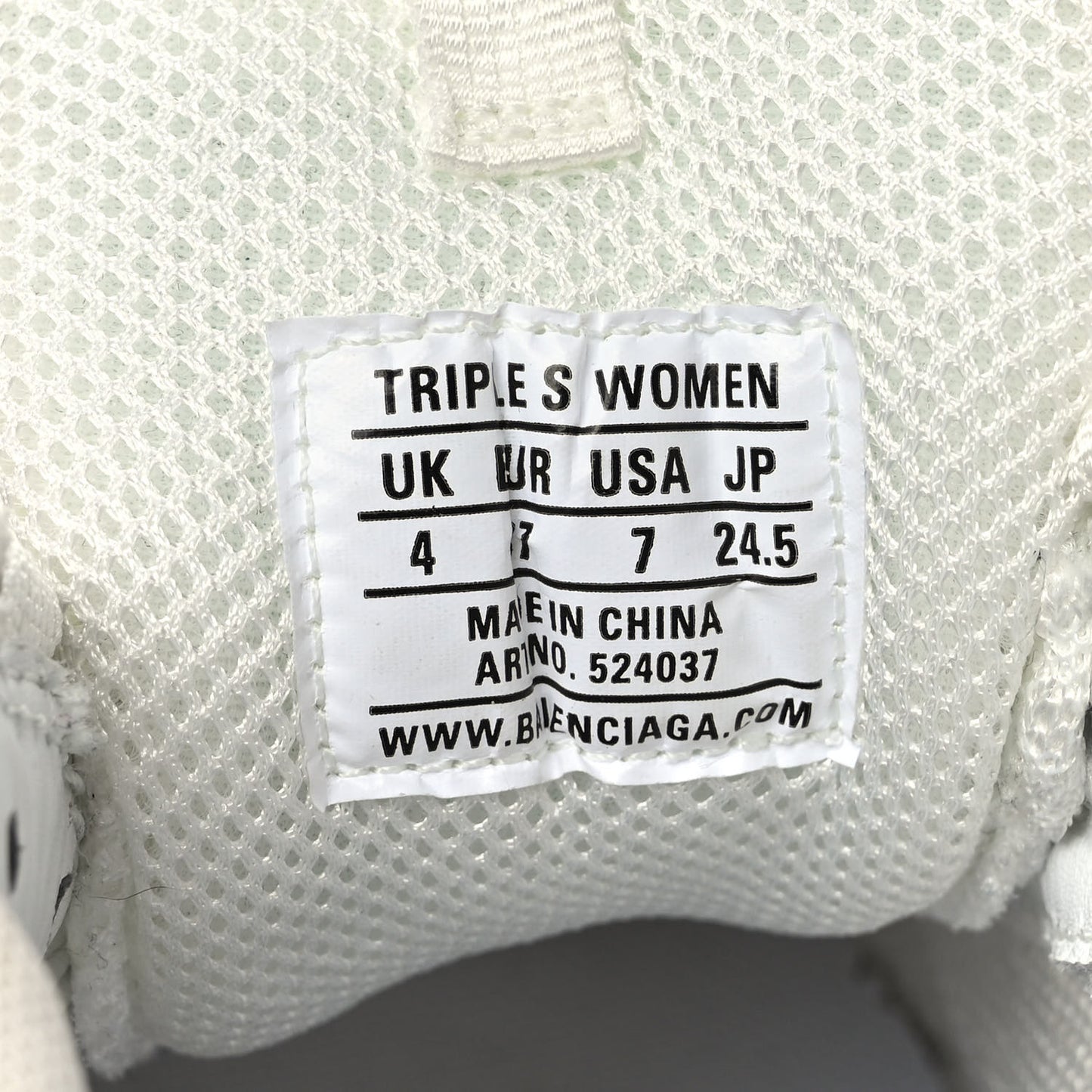 Fabric Mesh Womens Triple S Sneakers 37 Grey Red White
