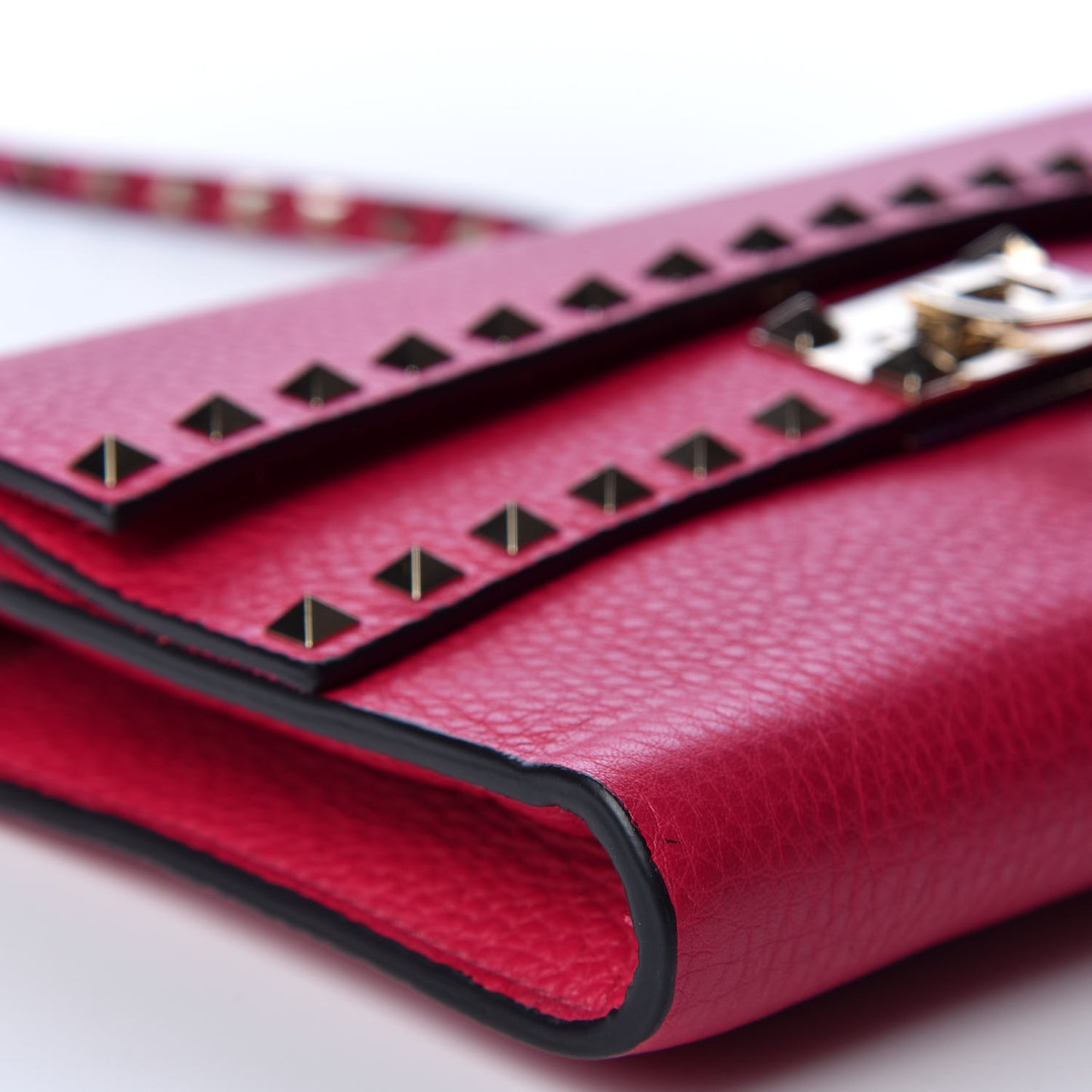 Pebbled Calfskin Rockstud Double Flap Crossbody Bag Blossom