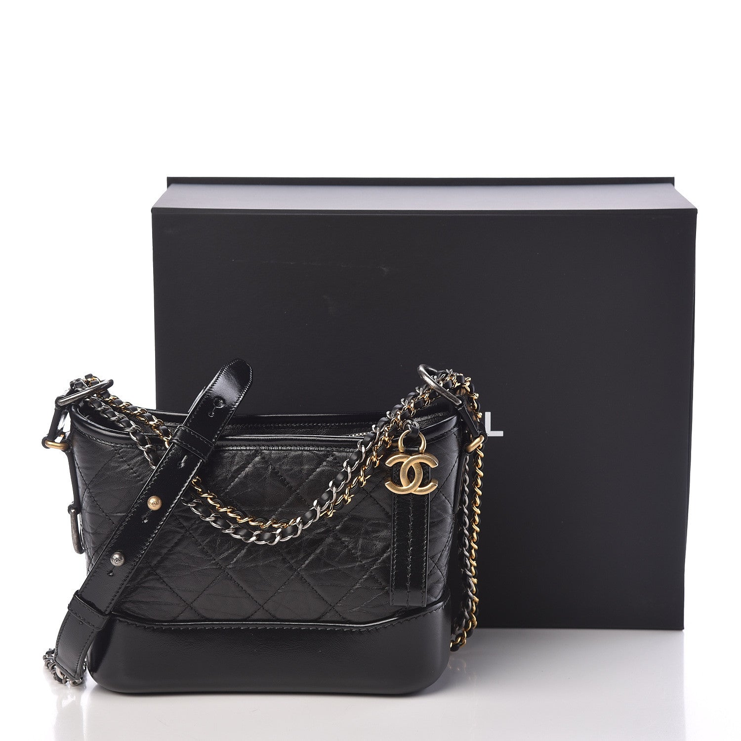 Chanel Aged Calfskin Quilted Small Gabrielle Hobo Black 10 of 10